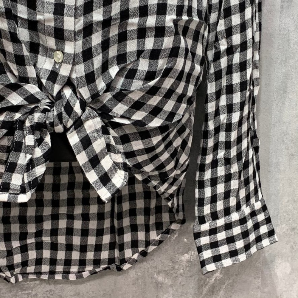 Abound Black/White Annet Check Weekend Tie Front - Picture 3 of 10